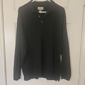Cutter & Buck XL Black Long Sleeve Collared 3 Button Polo Shirt Preowned
